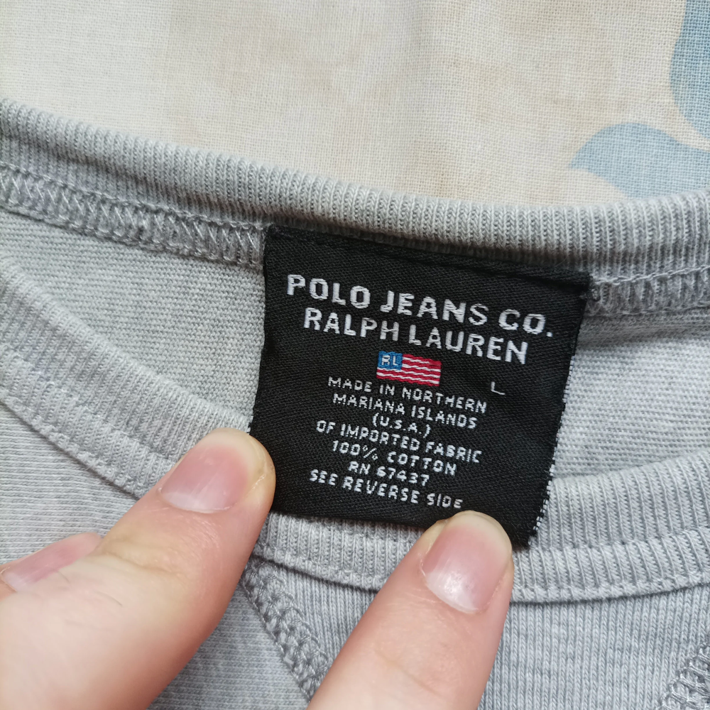 T-Shirt manches longues Ralph Lauren gris homme vintage Vêtements