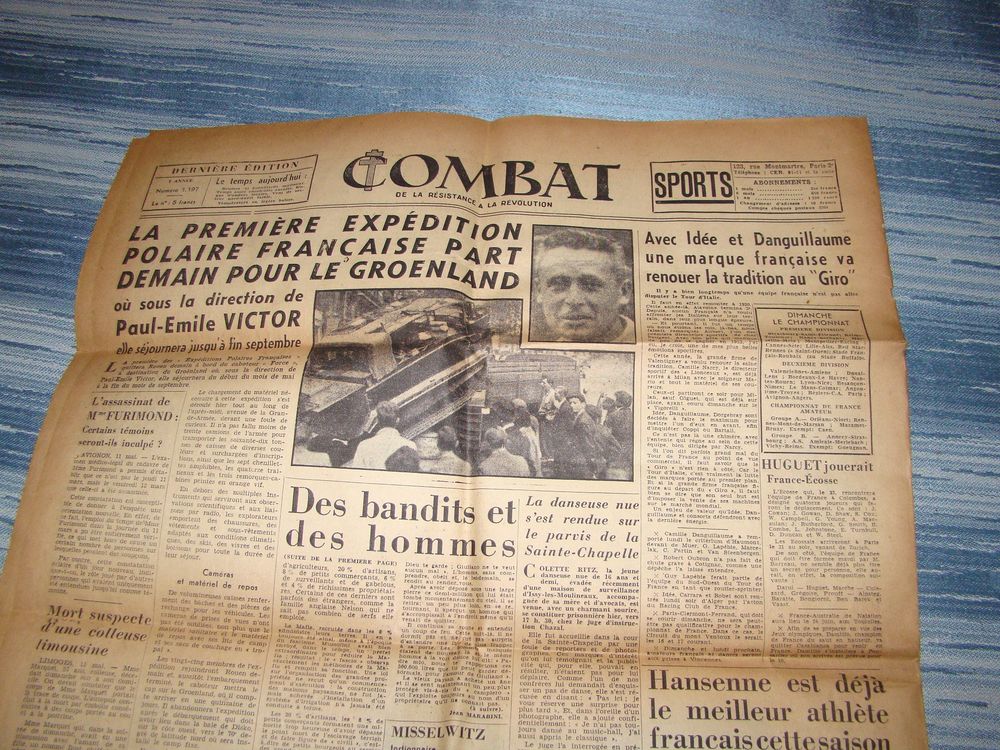 Ancien journal Combat 12 mai 1948
Livres et BD