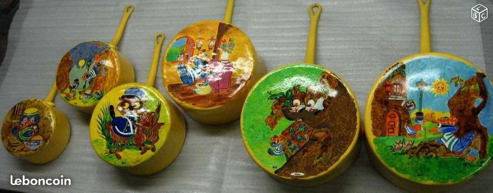  6 CASSEROLES DECORATIVES..PEINTURE A LA MAIN Décoration