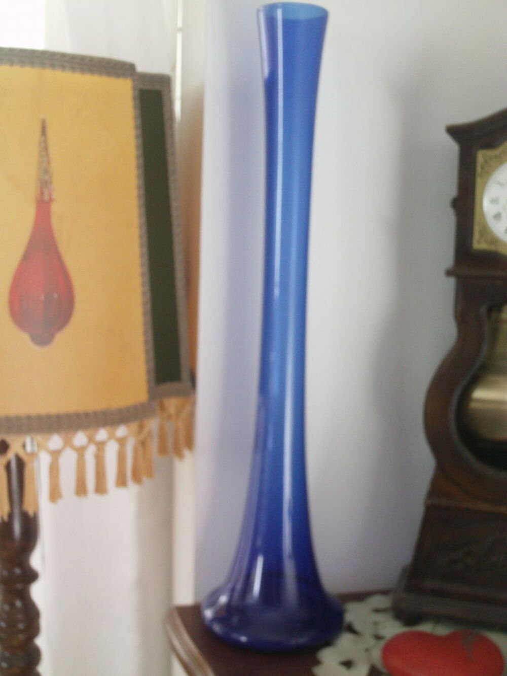 Grand vase soliflore bleu Cobalt vintage ann&eacute;es 60 N&deg;1054 Décoration