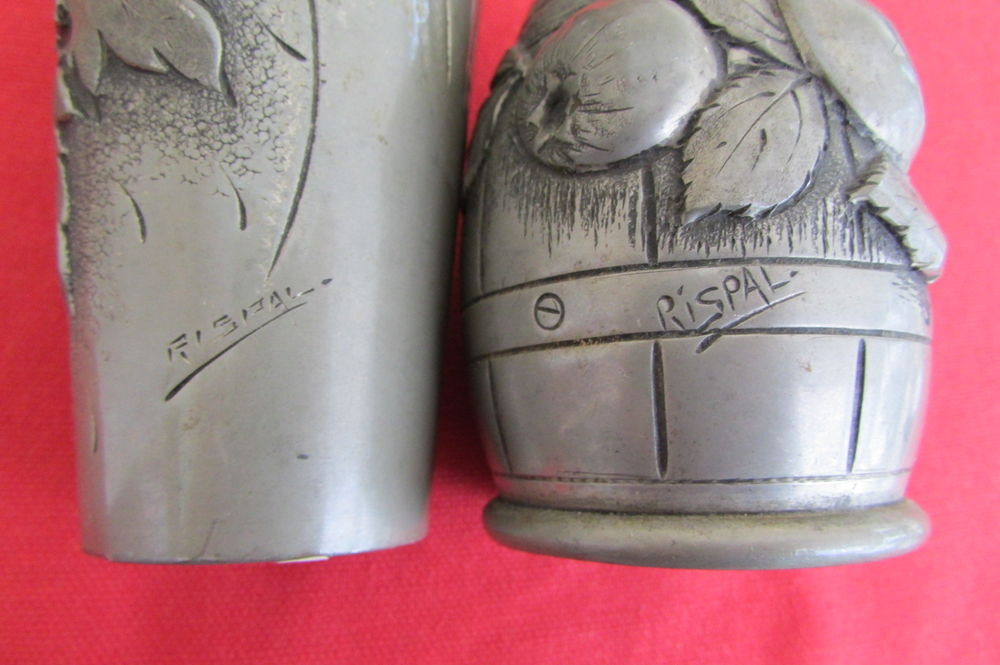 Vase et pichet en &eacute;tain &quot;RISPAL&quot; Dcoration