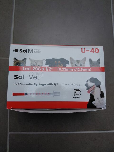 Seringue insuline Sol-Vet 1ml 29G&times;1/2 pour chat ou chien 9 94340 Joinville-le-pont