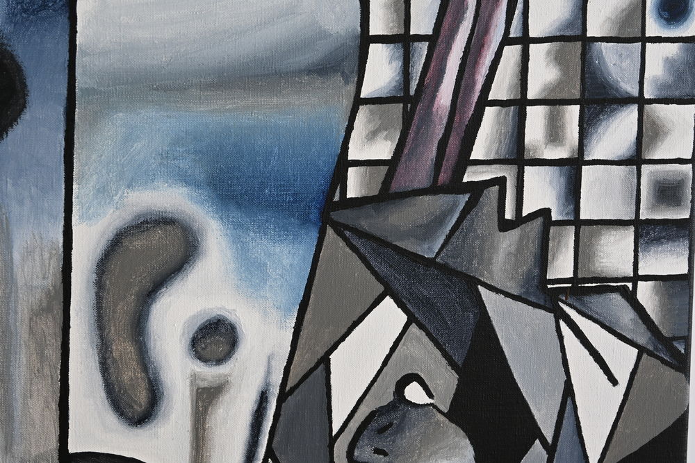 Tableau acrylique sur toile - Le pigeon noir et blanc Décoration