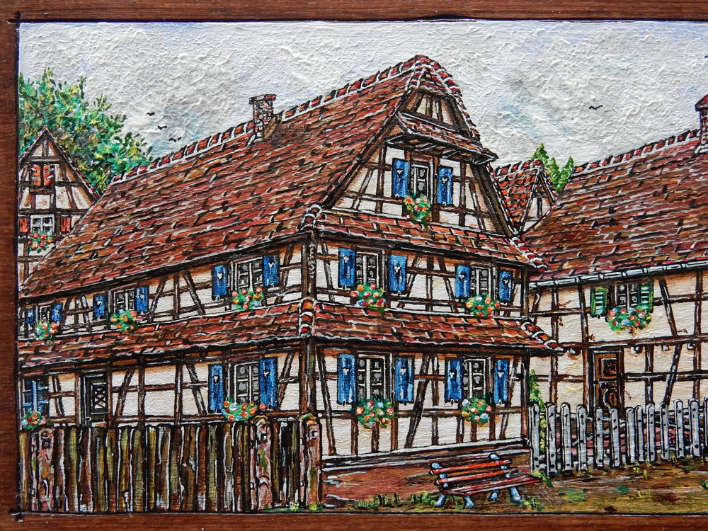 Peintre amateur : Boite en bois avec peinture alsacienne Décoration