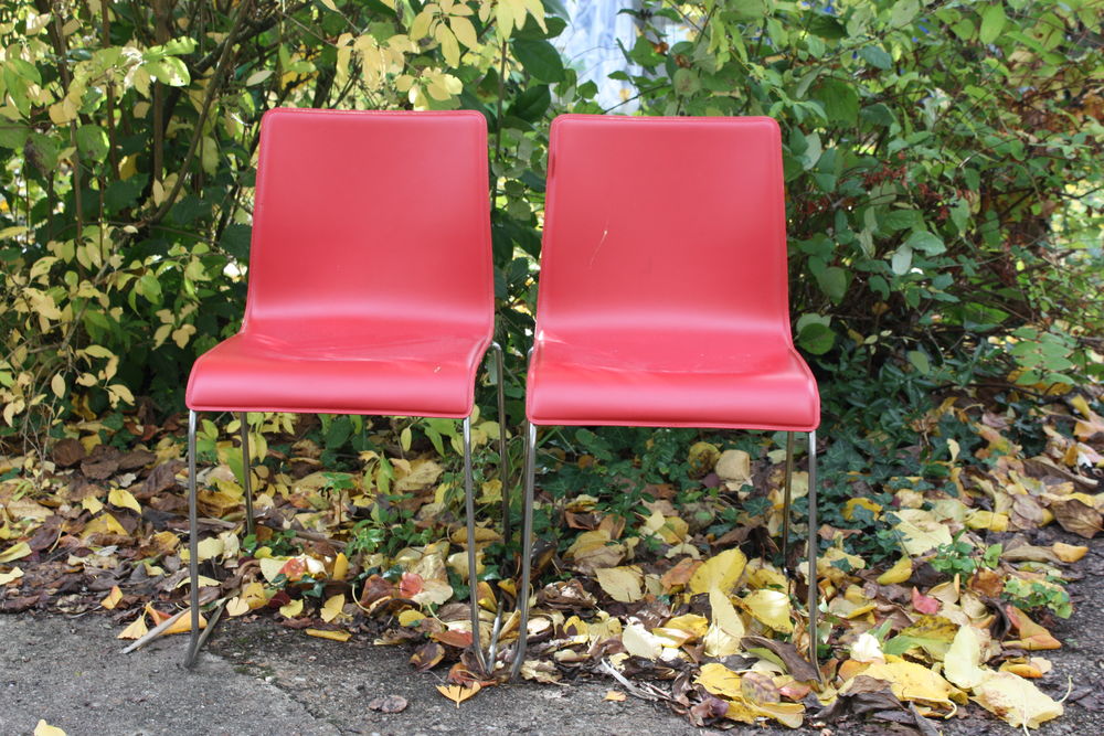 Lot de 2 chaises Calligaris d'occasion en simili rouge Meubles
