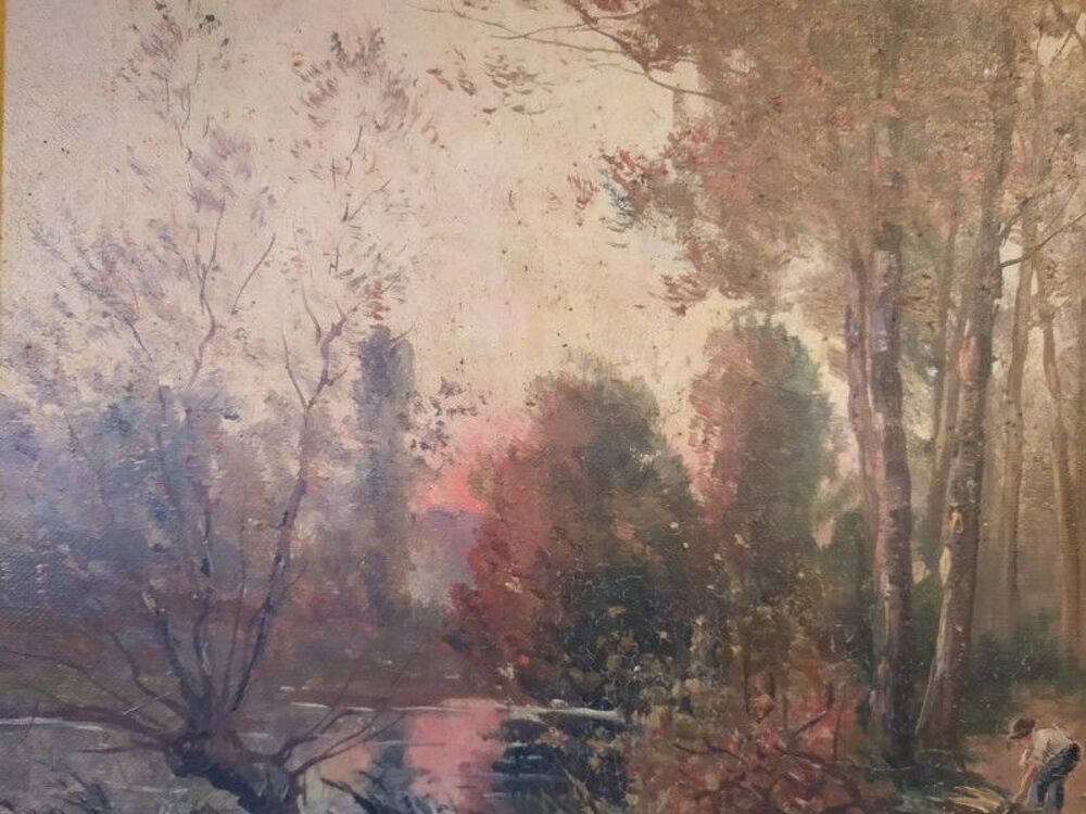 Tableau Paysage Sign&eacute; J. Stain &Eacute;cole de Barbizon XIX&egrave;me . 