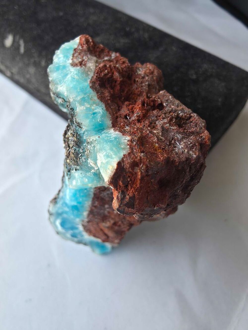 Min&eacute;ral H&eacute;mimorphite Bleue sur Matrice-Katanga, RDC-75g 