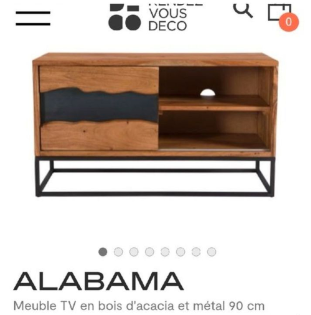 Meuble TV bois d'acacia et m&eacute;tal Meubles