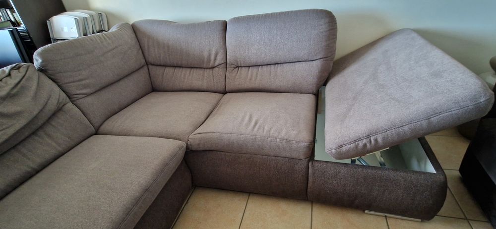 Canap&eacute; d'angle convertible Conforama VALENCIA 4 places taupe Meubles