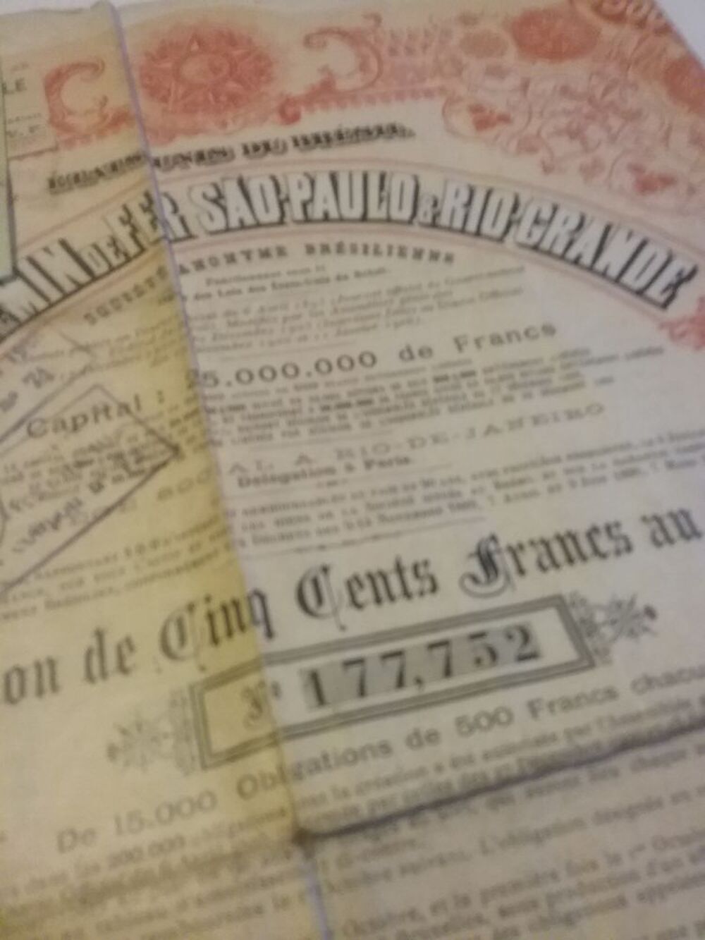 vieux documents obligations emprunts de 1908 