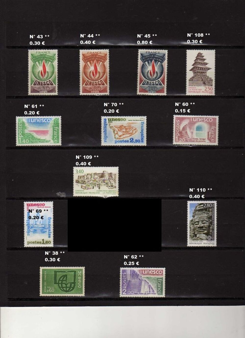 France Timbres de Service 
Timbres de L'UNESCO 