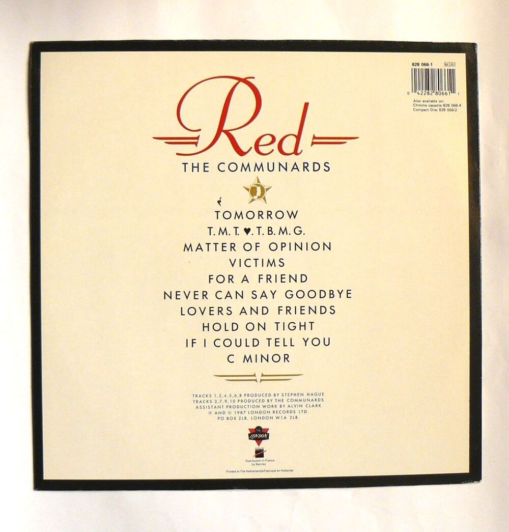 LP COMMUNARDS : Red - London Records 828 066-1 - 1987 CD et vinyles