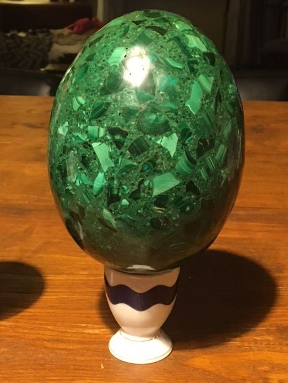 15€ les 100gr BEL OEUF en MALACHITE de 1889gr, Décoration