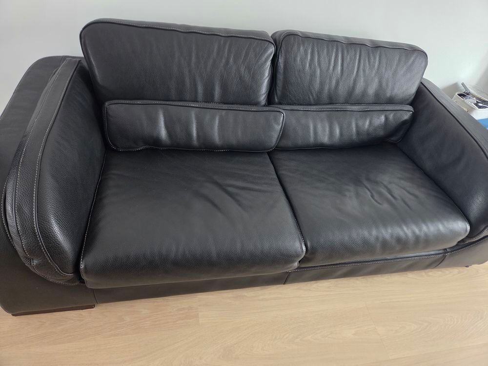Canape cuir noir 3 places Meubles