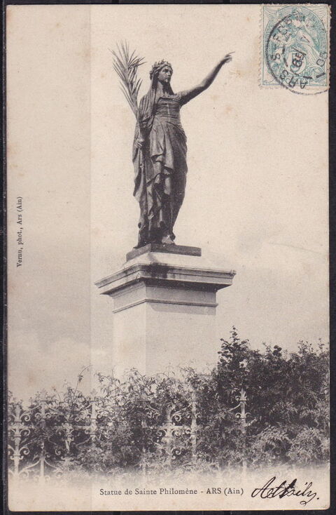 Timbres-CPA-carte postale- ARS (01) Statue de Sainte Philom 3 Lyon 5 (69)