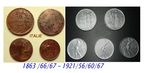 Monnaie d'ITALIE - lot de 9 pices de 1863  1967 12 Albi (81)