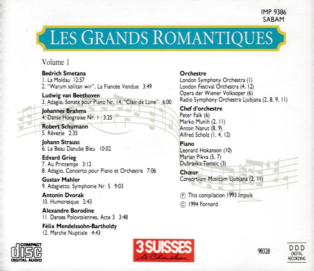 CD Les Grands Romantiques - Objet Publicitaire 3 Suisses CD et vinyles