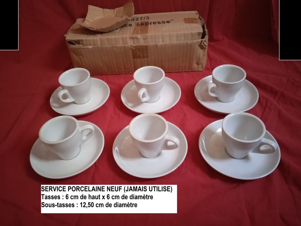 Tasses et sous-tasses neuves porcelaine Cuisine