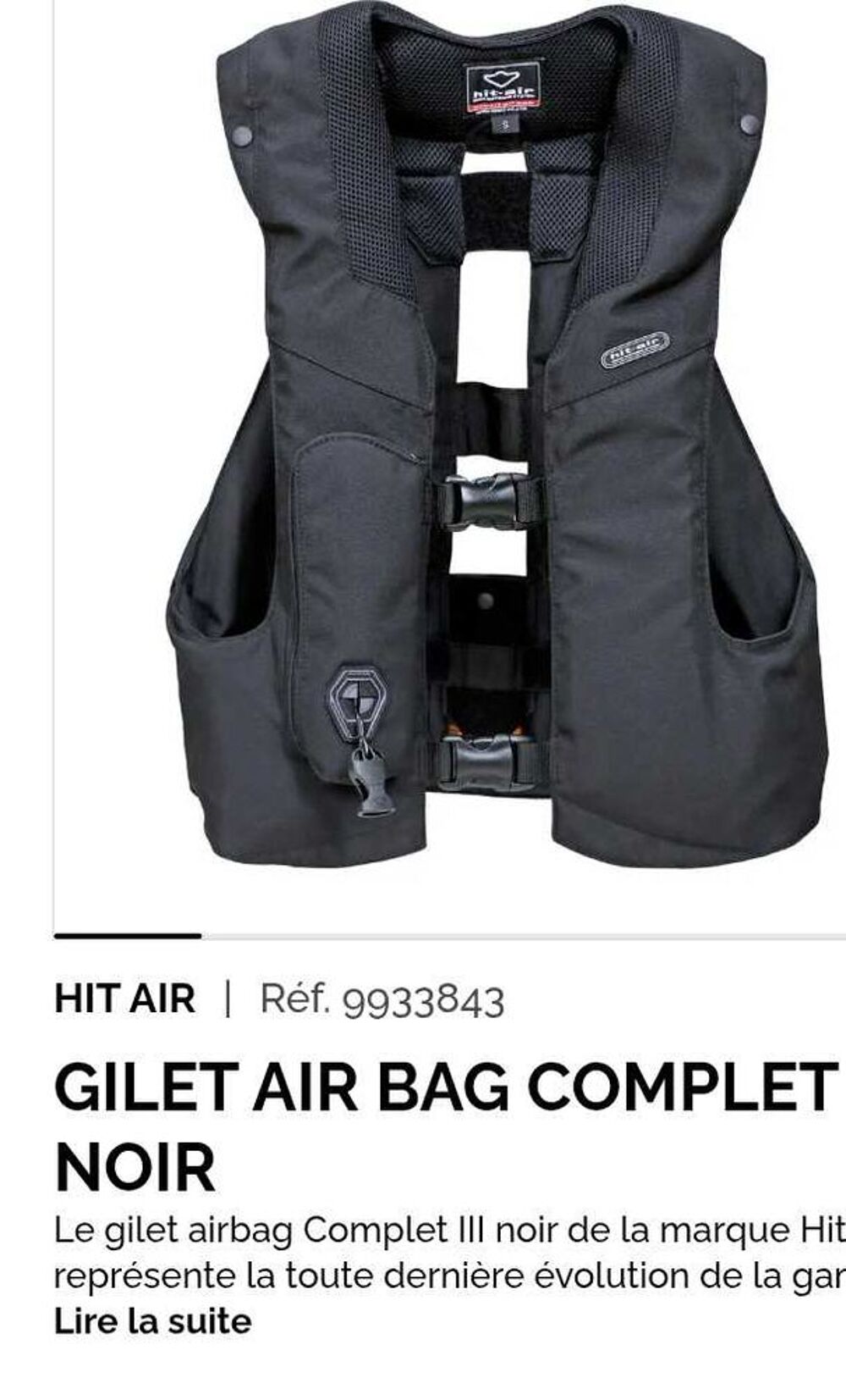 gilet &eacute;quitation airbag Hit air Sports