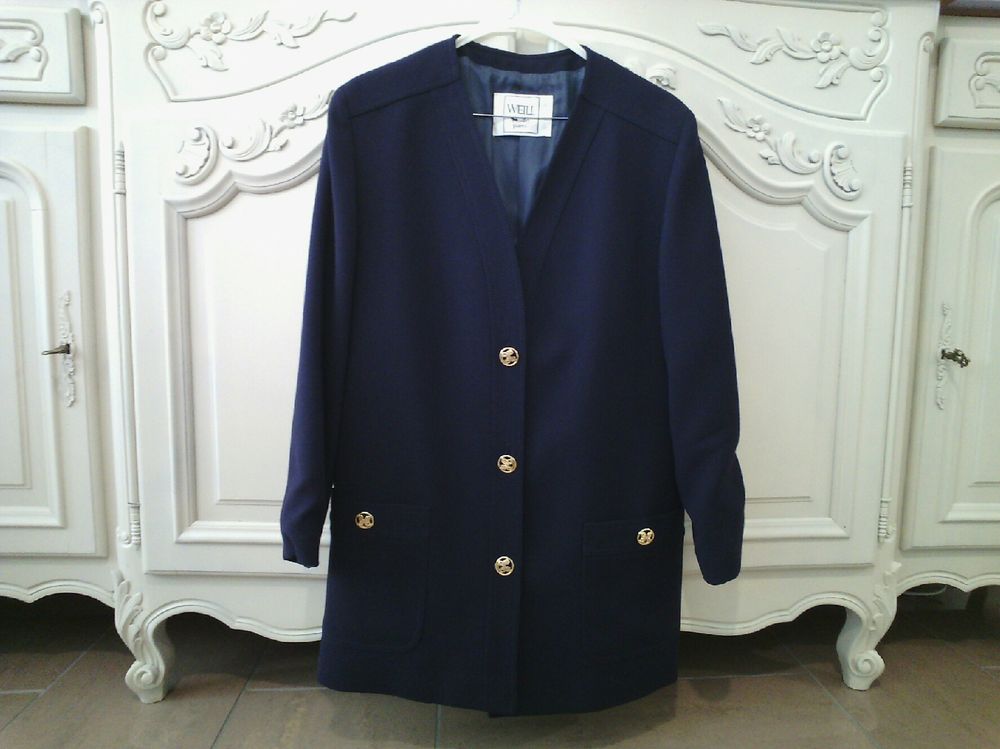 Longue veste bleu marine Weill taille 48 TBE Vêtements