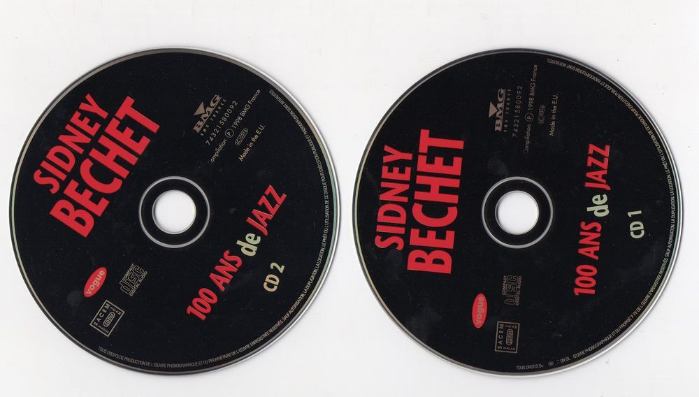Sidney Bechet - 100 Ans de Jazz 1998 CD et vinyles