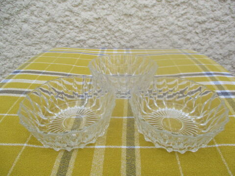 Lot 3 Coupelles en Verre Cisel Transparent - Modle Vintage 5 La Fert-Alais (91)