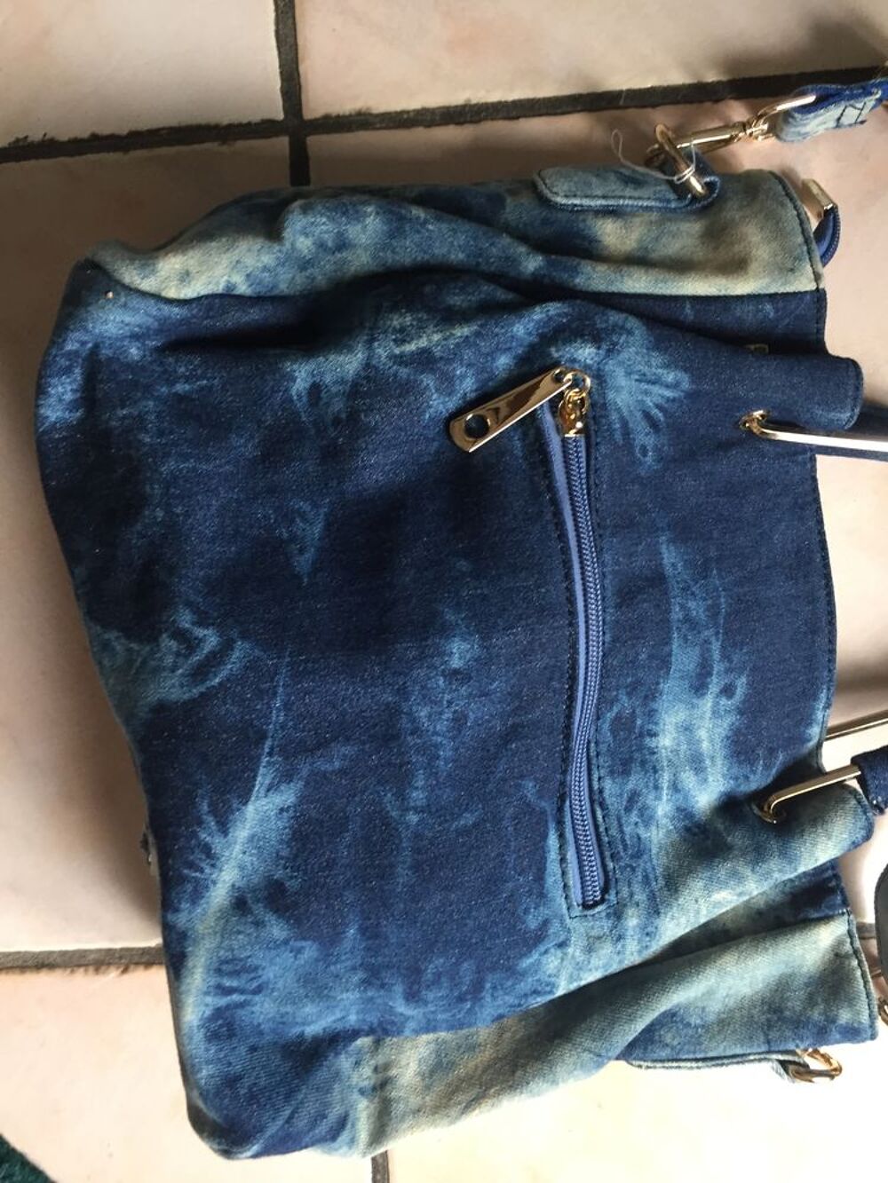 Sac &agrave; main en jean bleu NEUF avec strass ETOILE Maroquinerie