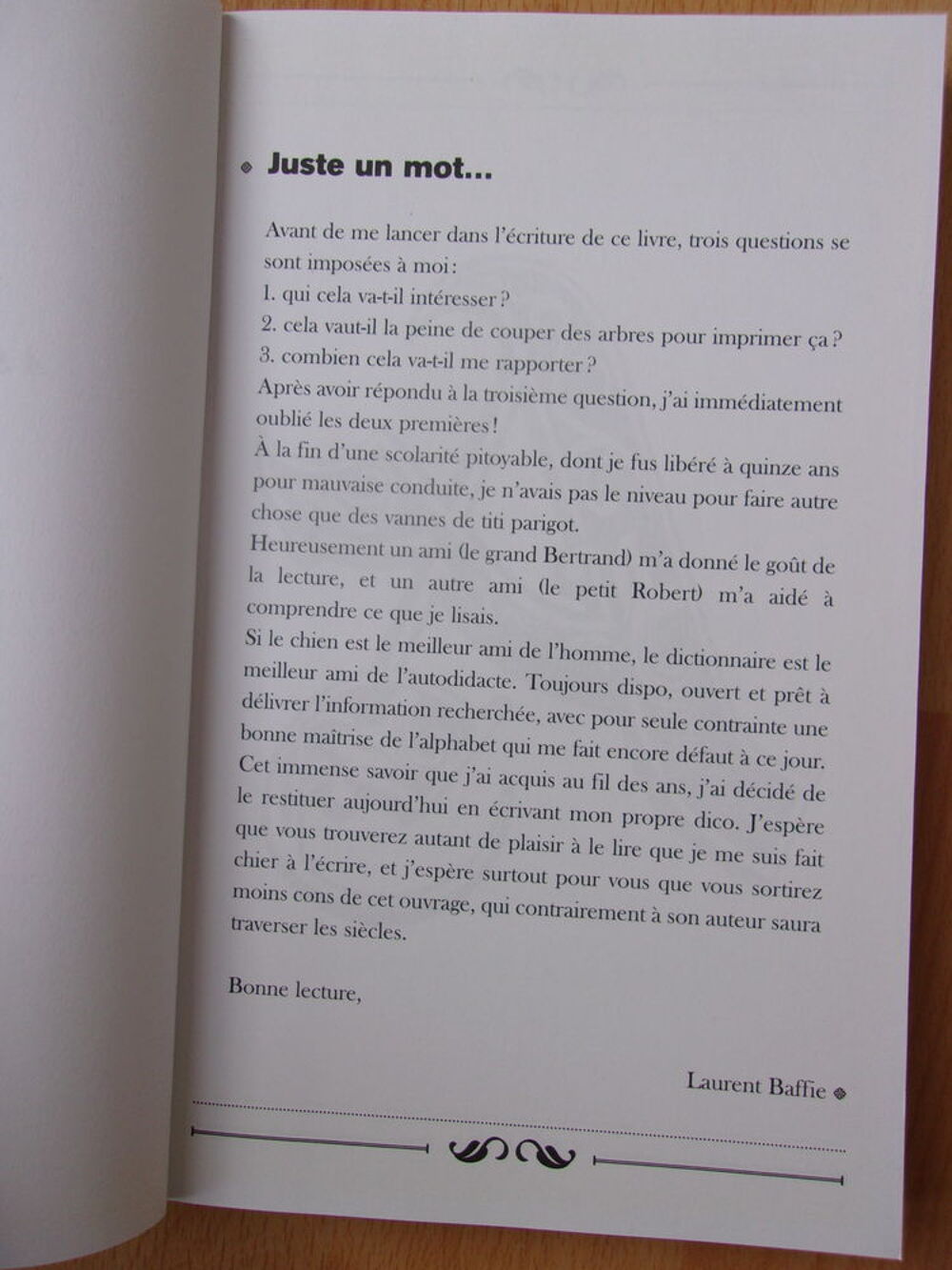 Le dictionnaire de LAURENT BAFFIE Livres et BD