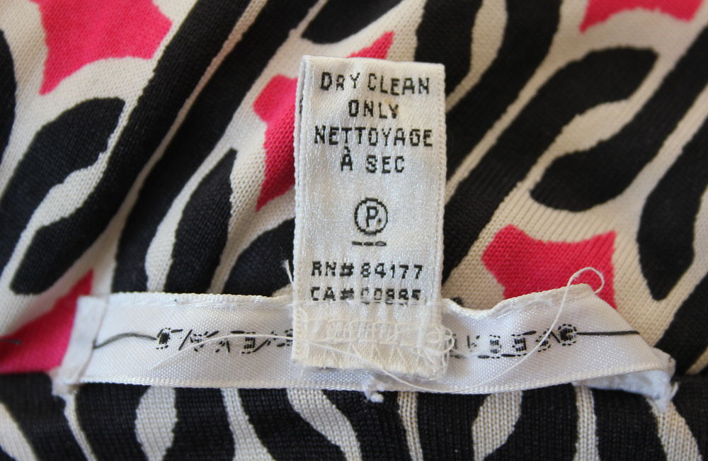 Robe soie portefeuille rose &amp; noir DIANE VON FURSTENBERG Vêtements