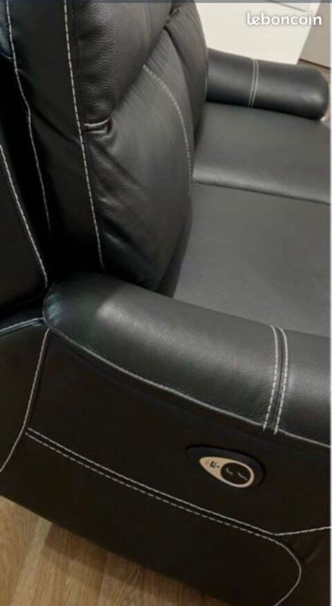 Canap en cuir noir relax 1000 Gennevilliers (92)