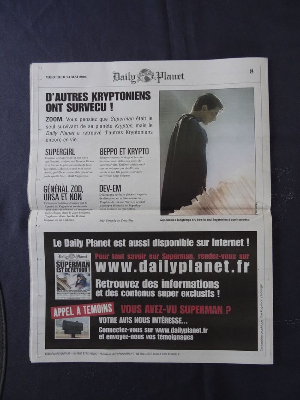 
Journal,Daily Planet,2006,promo,Superman Returns,DC Comics Livres et BD