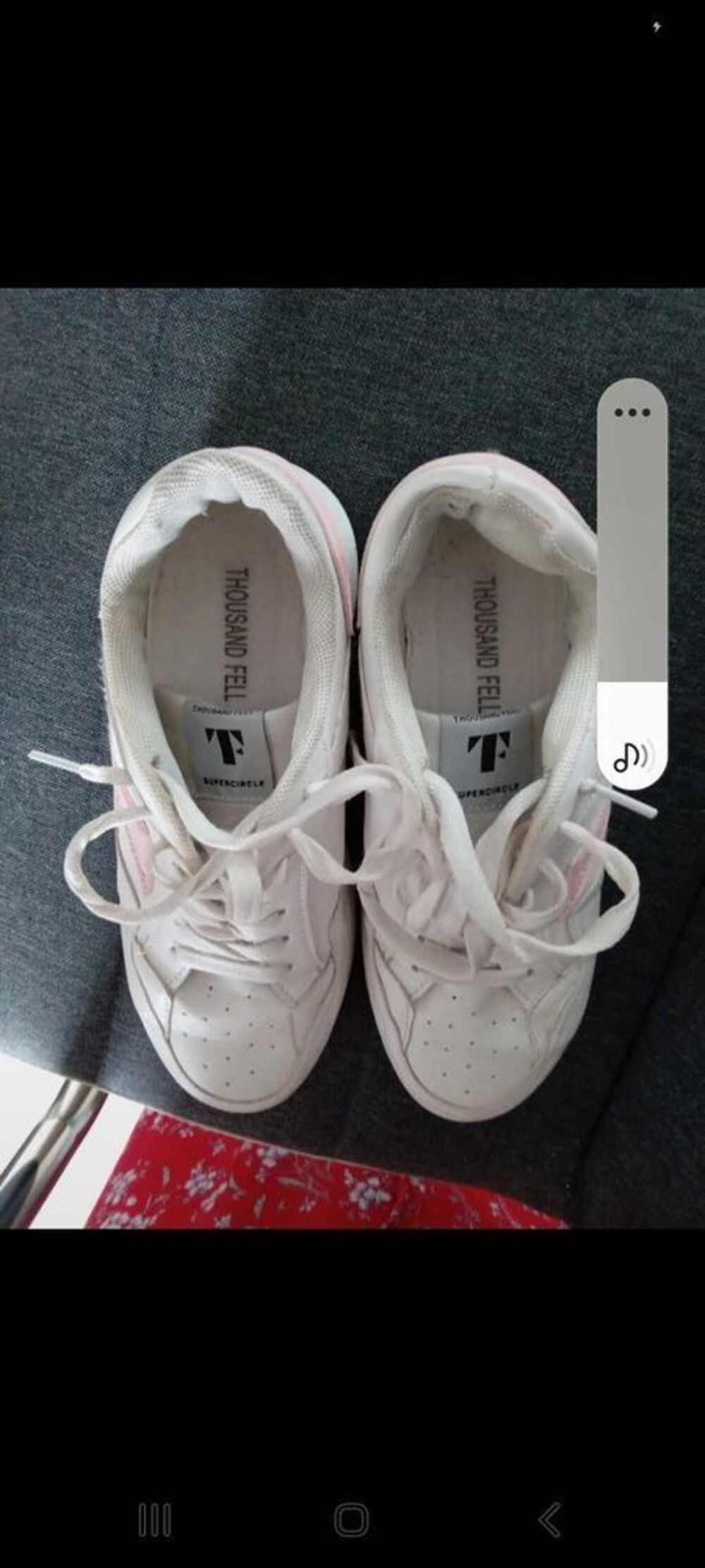 basket blanche thousand fell supercircle avec liser&eacute; rose clair pointure 38 Chaussures