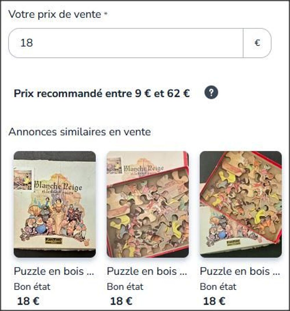 Puzzle en bois de 1958, Blanche neige et 7 nains Walt Disney Jeux / jouets