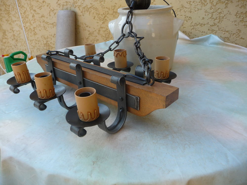Lustre bois et m&eacute;tal Décoration