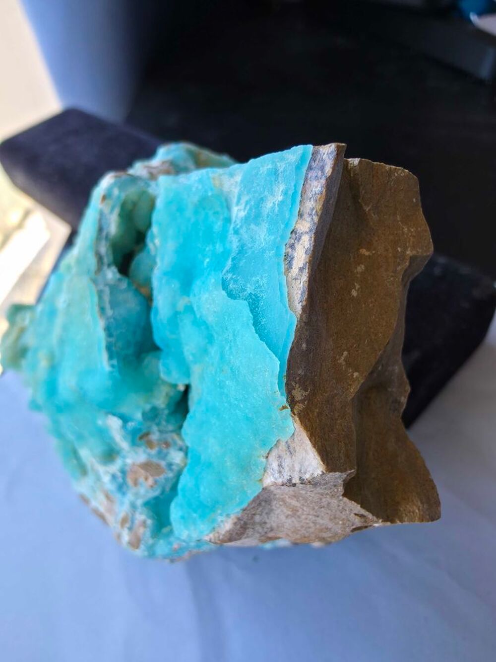 Superbe H&eacute;mimorphite Bleue Turquoise Cristallis&eacute;e-Katanga RDC-496g 