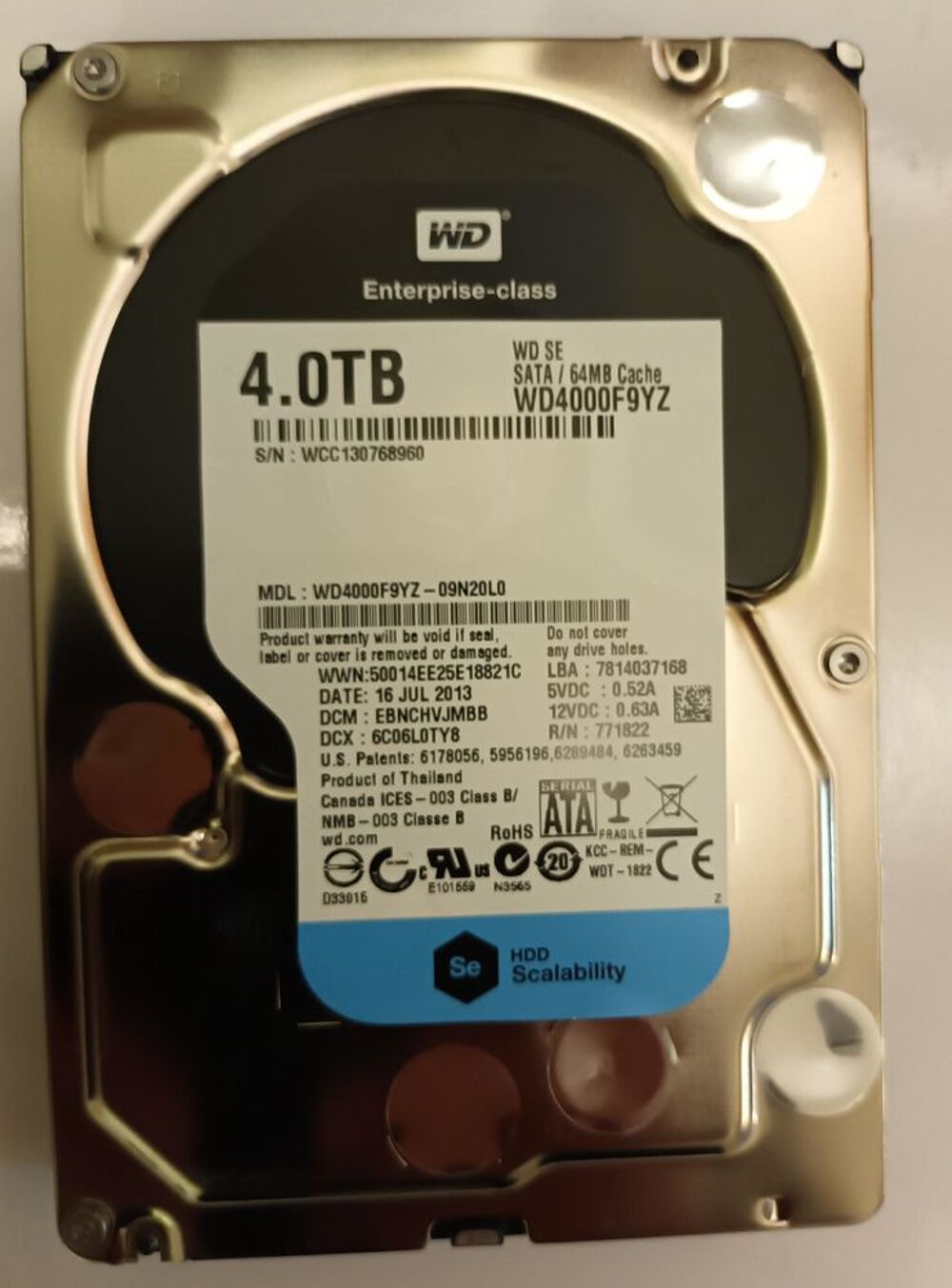 Disque dur Western Digital WD4000F9YZ 4 TB Matériel informatique