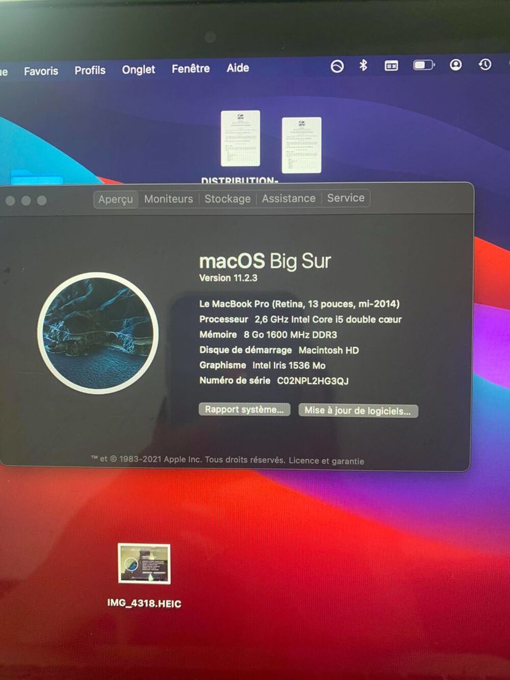 MacBook Pro RETINA 2014 Matériel informatique