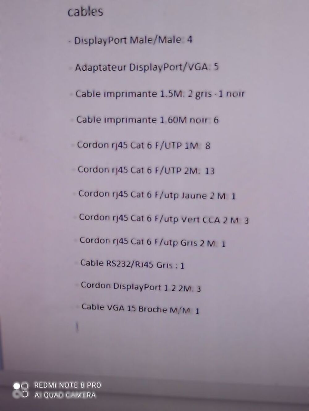 Lot de C&acirc;bles Informatiques/R&eacute;seaux Matériel informatique