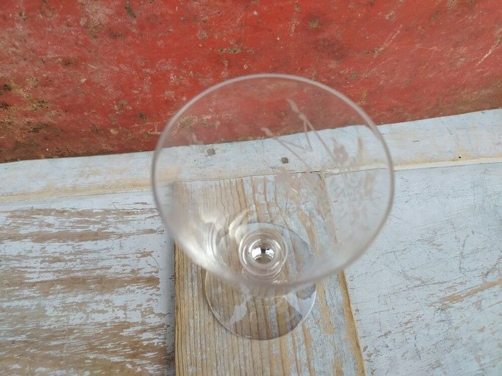 Verre Cristal Grav&eacute; Vitaline Souvenir d'Aniche XIX&egrave;me Décoration