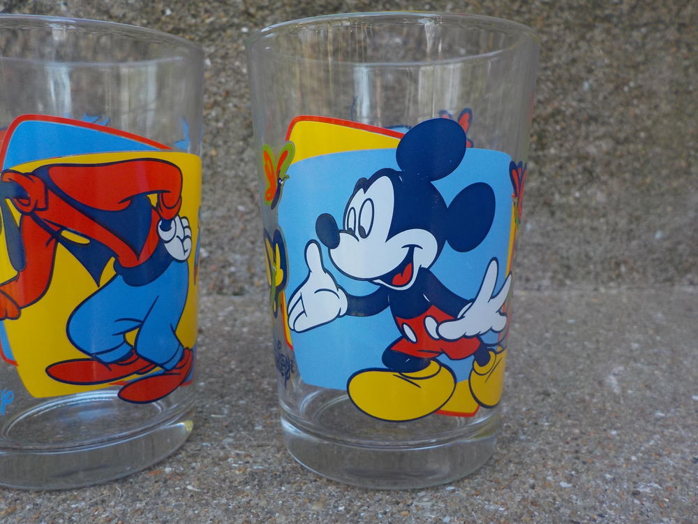 LOT DE 3 VERRES A MOUTARDE DECOR DISNEY :MICKEY MINNIE DINGO Cuisine