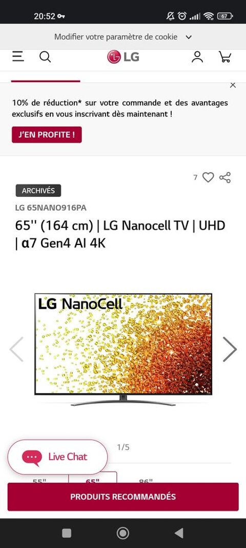 TV LG 65NANO916PA 4K/120hz parfait pour PS5/X 850 Saumur (49)
