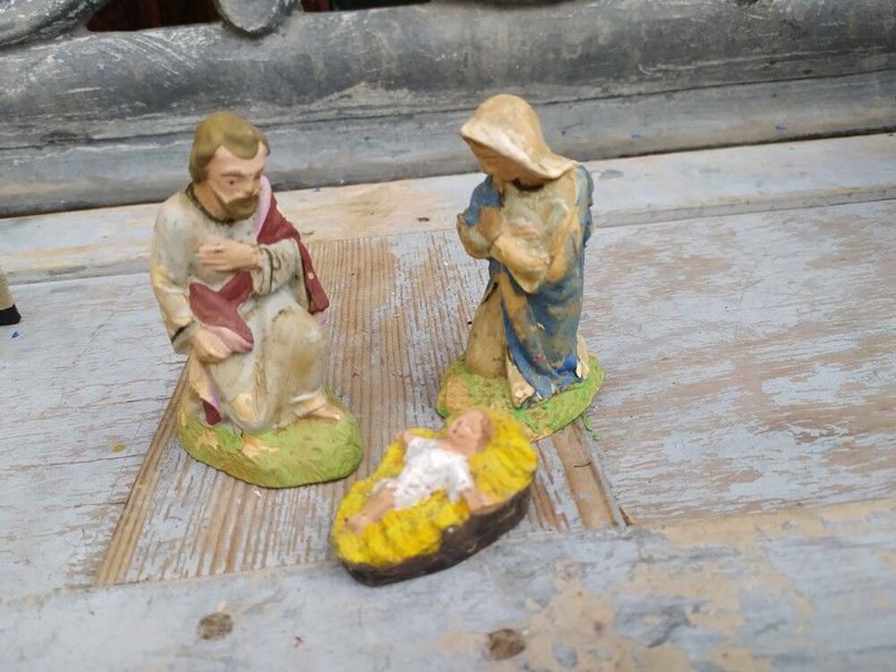 Anciens Santons Devineau Joseph, Marie, Jesus Cr&egrave;che No&euml;l 
