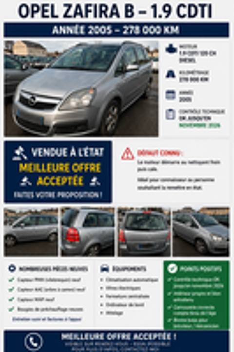 Zafira 1.9 CDTI Enjoy 2005 occasion 60160 Montataire