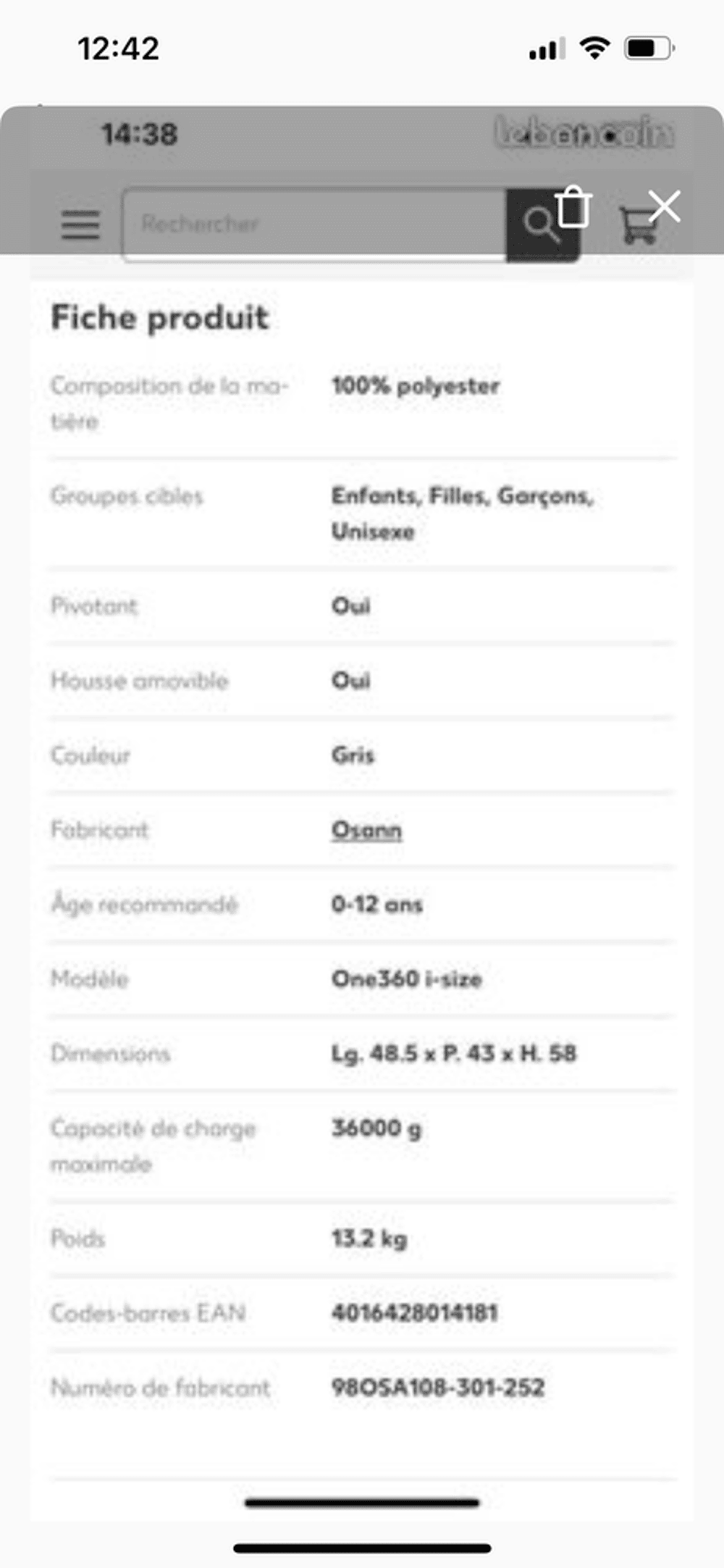 Si&egrave;ge auto neuf Mobilier enfants