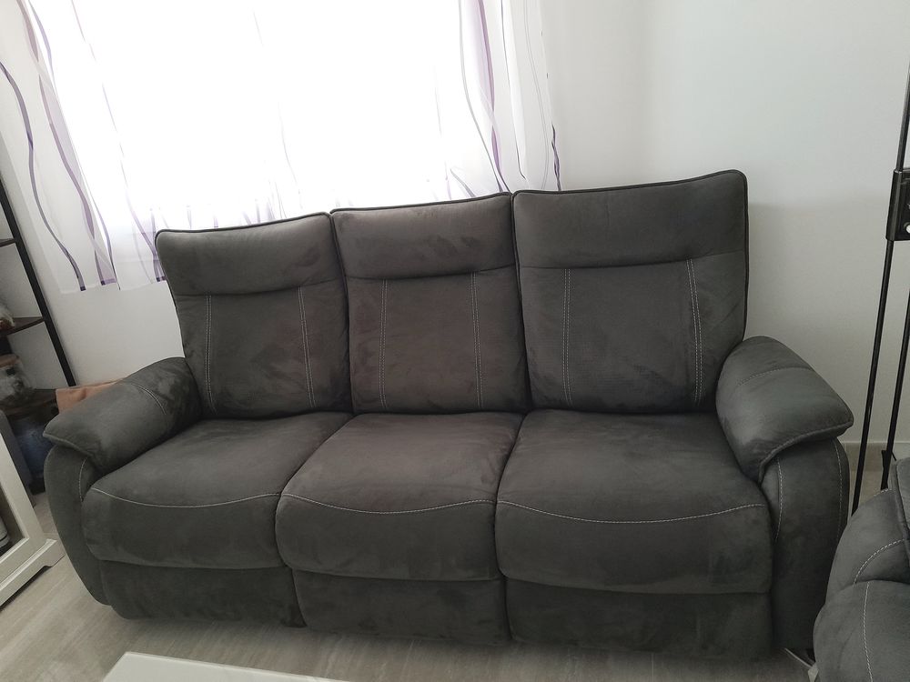 SALON EN TISSU MICROFIBRE GRIS Meubles