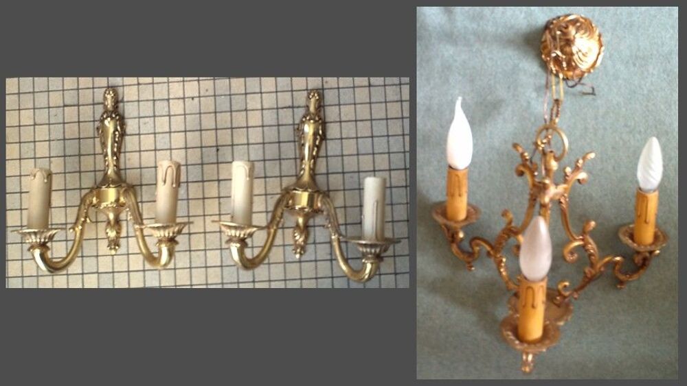 Lustre plafonnier styl&eacute; 
&amp; deux appliques Le Lot 40€ Décoration