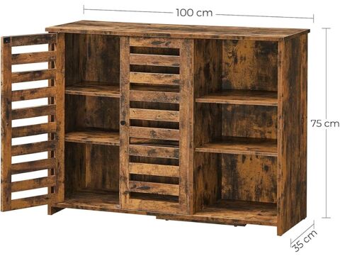 Buffet de rangement marron et noir 2 portes 100 x 35 x 75 cm 85 Orange (84)