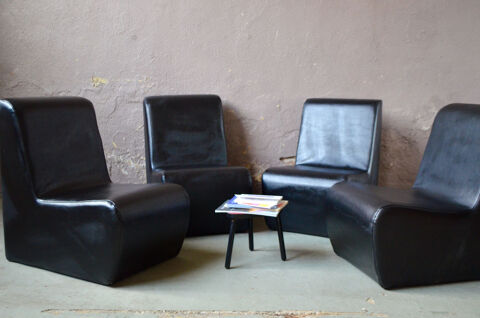 Ensemble de salon 4 fauteuils modulables en canapé vintage 590 Wintzenheim (68)