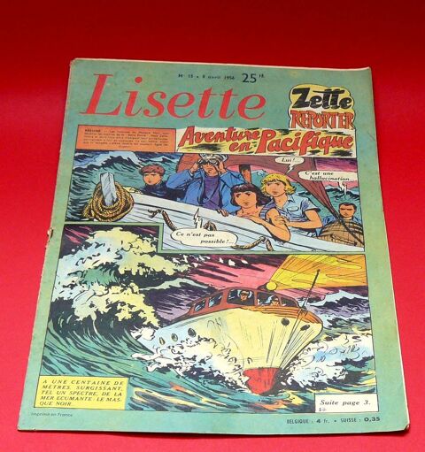 LISETTE n15 : Zette reporter  aventures en Pacifique  1956 5 Argenteuil (95)