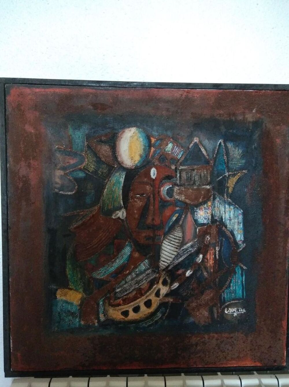 tableau africain sur toile pi&egrave;ce unique Décoration
